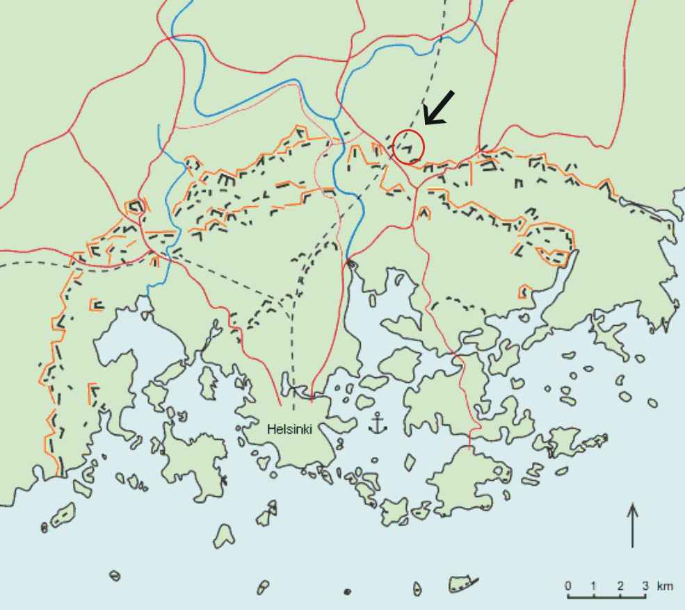 Kartta: Helsingin maa- ja merilinnoitus